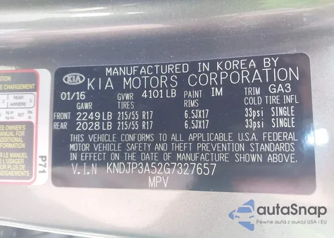 2016 Kia Soul + z USA, uszkodzony, nr VIN KNDJP3A52G7327657